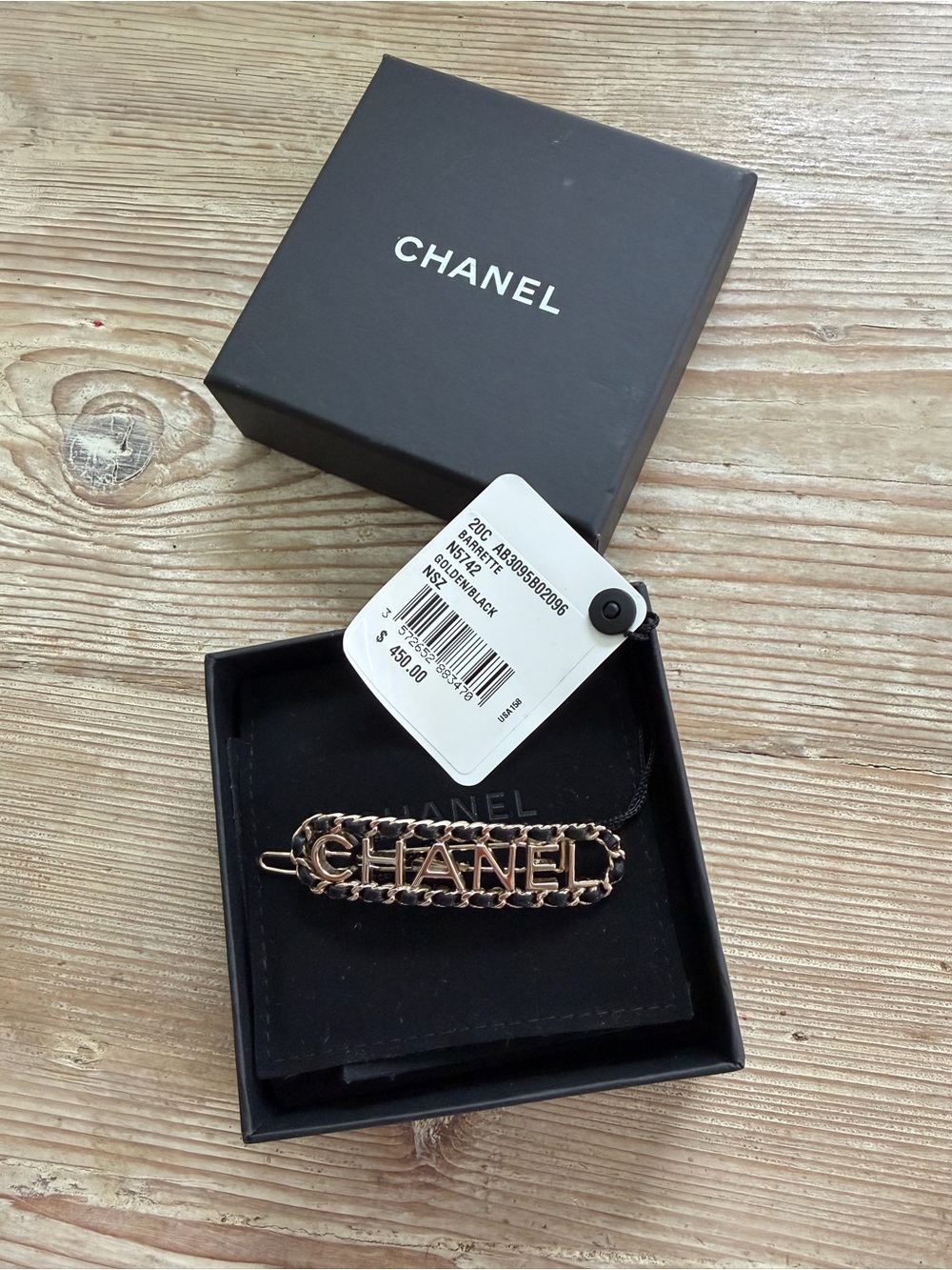 CHANEL Chain Logo Hair Clip/Barrette